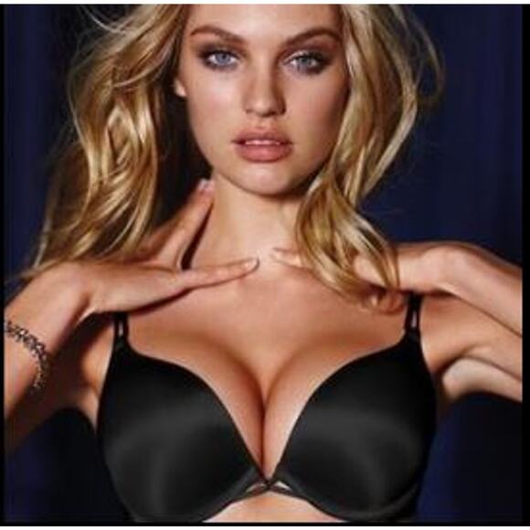 38D Victoria's Secret Bombshell Plunge Miraculous Padded BRA Push-Up Power Black - Picture 1 of 9